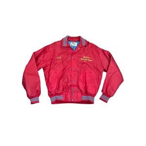 1980s West Wind Horseshoe League Red Blue Embroidered Nylon Varsity Jacket Large